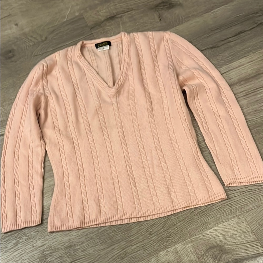Elizabeth New York Pink Cable Knit Sweater. SZ S